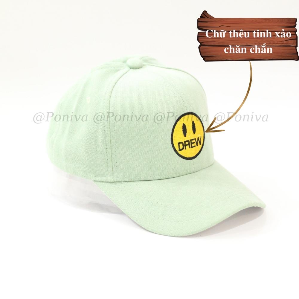 Mũ lưỡi trai ❤️ Nón kết thêu mặt cười chất nhung mịn form unisex C925 phong cách Ulzzang Thời trang PONIVA siêu hot