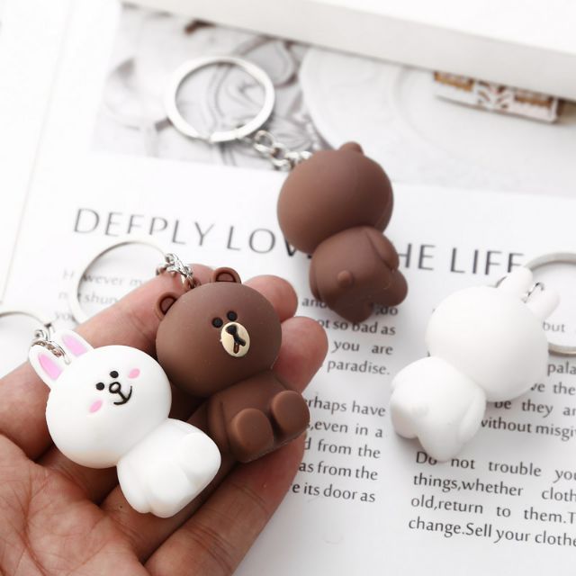 Móc chìa khóa cặp đôi browny cony gấu thỏ móc khóa couple keychain Hàn quốc dễ thương