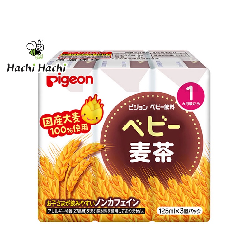 TRÀ LÚA MẠCH NHẬT BẢN NGUYÊN CHẤT PIGEON 125ML X 3 HỘP - Hachi Hachi Japan Shop