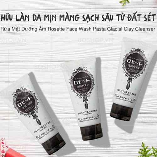 Sữa rửa mặt cho da khô Rosette Face Wash Pasta Glacial Clay Cleanser màu trắng 120g