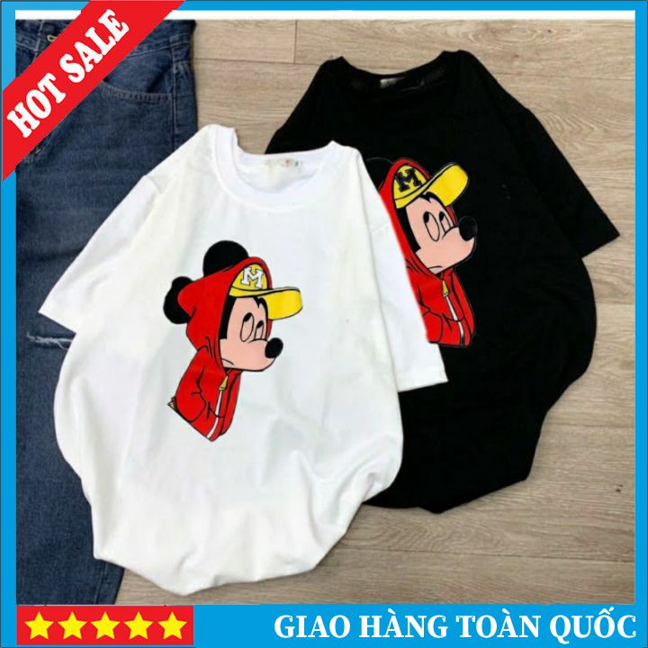 Áo Thun Hình Mickey Freesize 🎀 Vải Thun 100% Cotton 🎀Hình In Rõ Nét 🎀 Mát, Co Giãn Tốt Bigsize Từ 70- 120kg