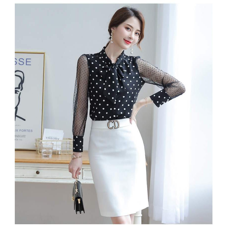 Áo sơ mi nữ cổ nơ chất liệu chéo thái BlyFashion SM199 thời trang công sở cao cấp Thanh lịch Sang trọng