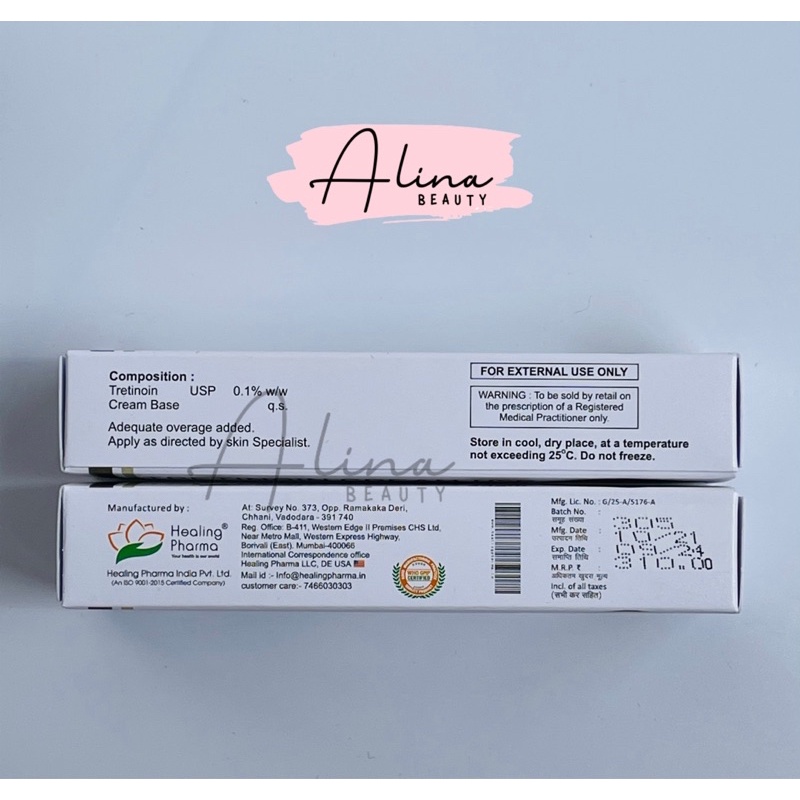 Tretinoin Tretiheal CREAM USP 0.1%, 0.05%, 0.025% Kem giảm mụn, chống lão hóa 20g