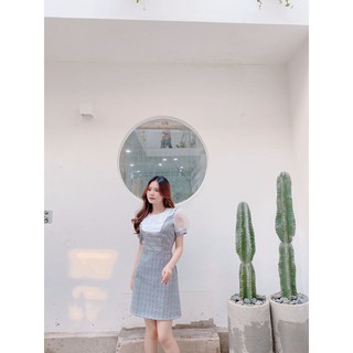 Đầm phối cổ sen viền ren