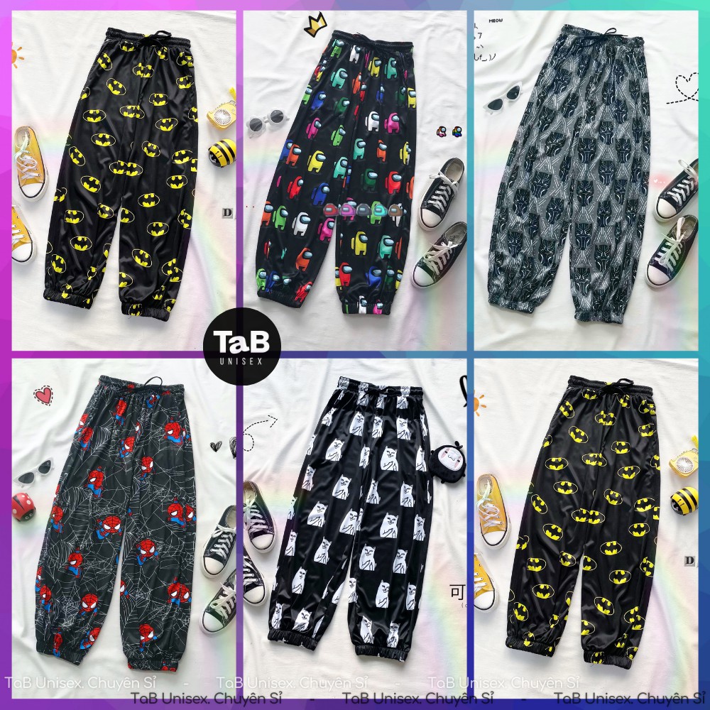 Quần jogger hoạt hình dài 6 mẫu [ Hàng Có Sẵn ] - TAB UNISEX