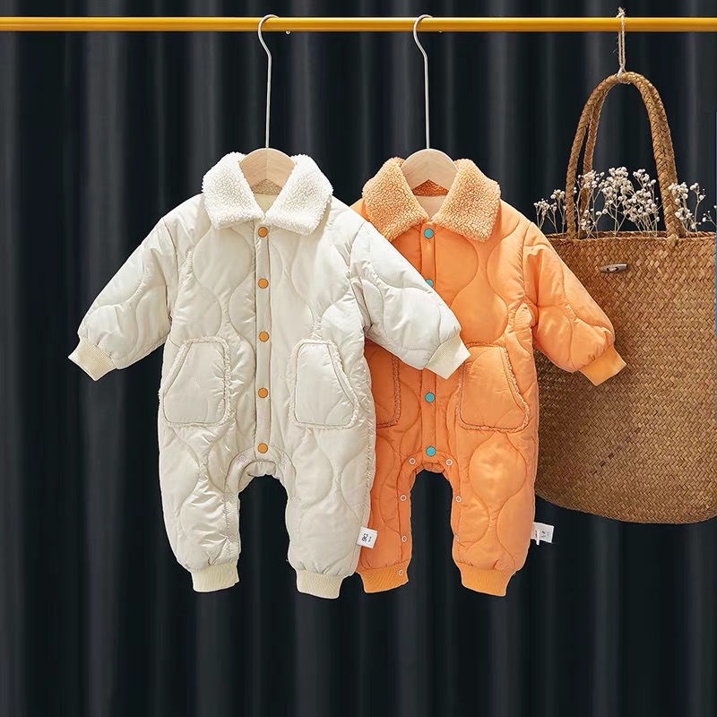 Áo liền thân cotton cho bé 0 đến 2 tuổi áo liền thân dày giữ ấm cho bé mùa đông áo thu đông áo ôm đi chơi quần áo mùa đông phiên bản Hàn Quốc
