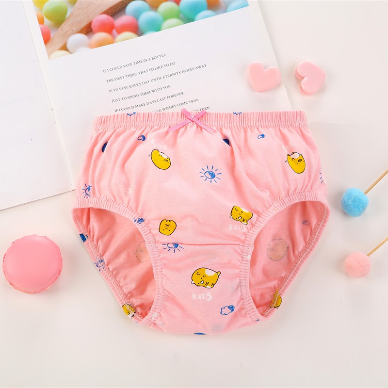 Set 5 quần lót bé gái Hàn Quốc 100% vải cotton thoáng mát, an toàn cho sức khỏe của bé mẫu Happy-Lovely-Vàng