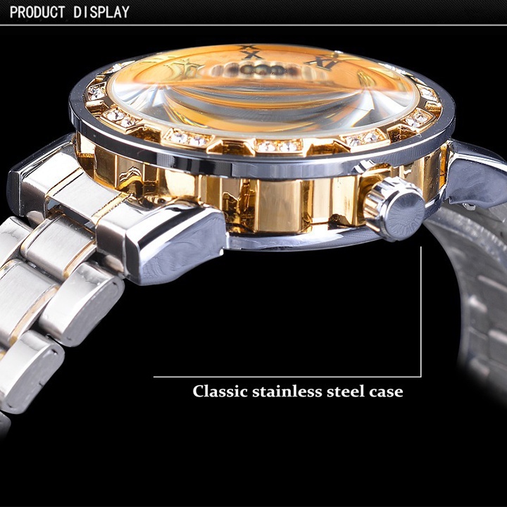 Đồng Hồ Nam Automatic, Đồng Hồ Cơ Lộ Máy Cao Cấp Tự Động Lên Dây Cót Khi Đeo, Lộ Cơ Mặt Và Đáy, Mặt Kính Chống Xước, Chố