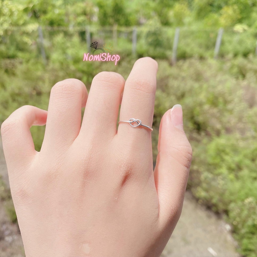 Nhẫn nữ mini hình tim trơn nhỏ xinh Mainomi Shop Bạc Xinh