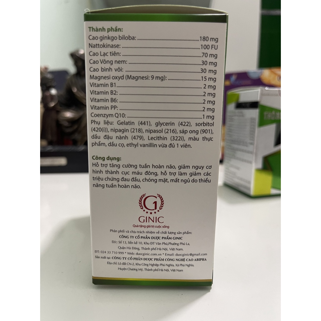 Ginko 360 -  tăng cường tuần hoàn não, Giảm nguy cơ hình thành cục máu đông