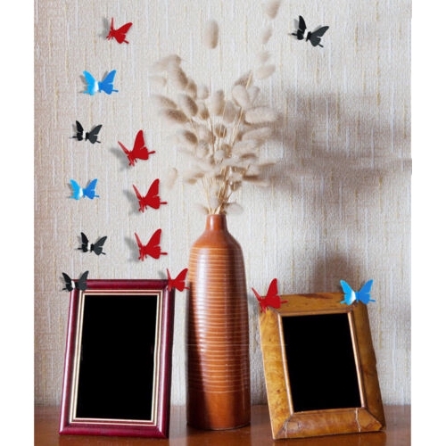 Bộ 12 miếng dán tường hình bướm 3D trang trí DIY nhà cửa/phòng ốc