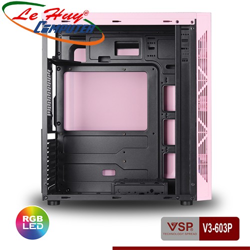 Vỏ máy tính VSP V3-603P Có Sẵn LED RGB Và nắp hông trong suốt