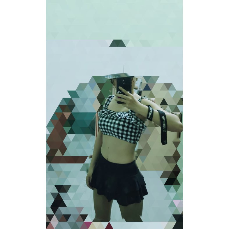 Bikini hai mảnh caro chất thun mặc đi biển đi bơi | BigBuy360 - bigbuy360.vn