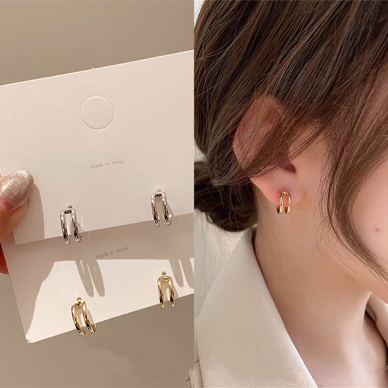 Khuyên tai mạ bạc 925 thiết kế đơn giản sang trọng cho nữ
