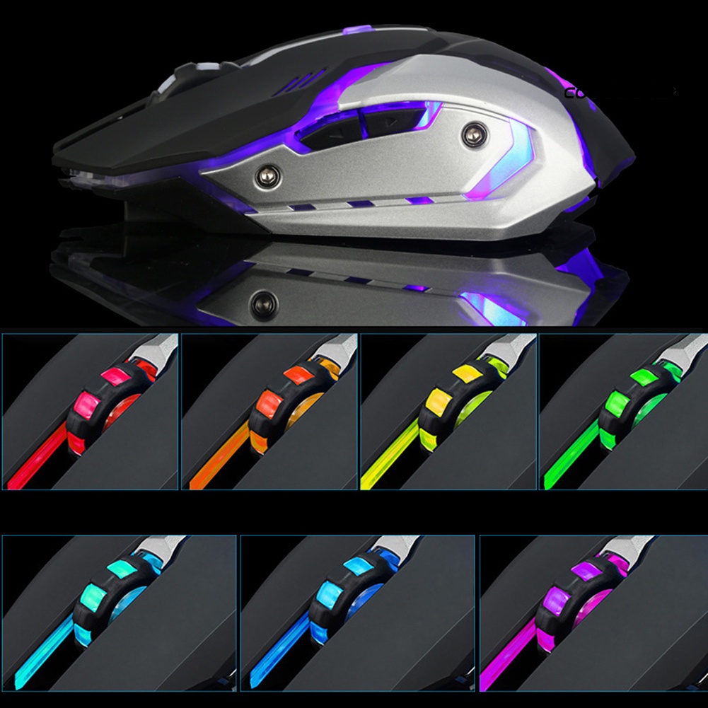 COOD-CO X7 7 Colors Light Silent 6 Buttons Rechargeable Wireless Optical Gaming Mouse