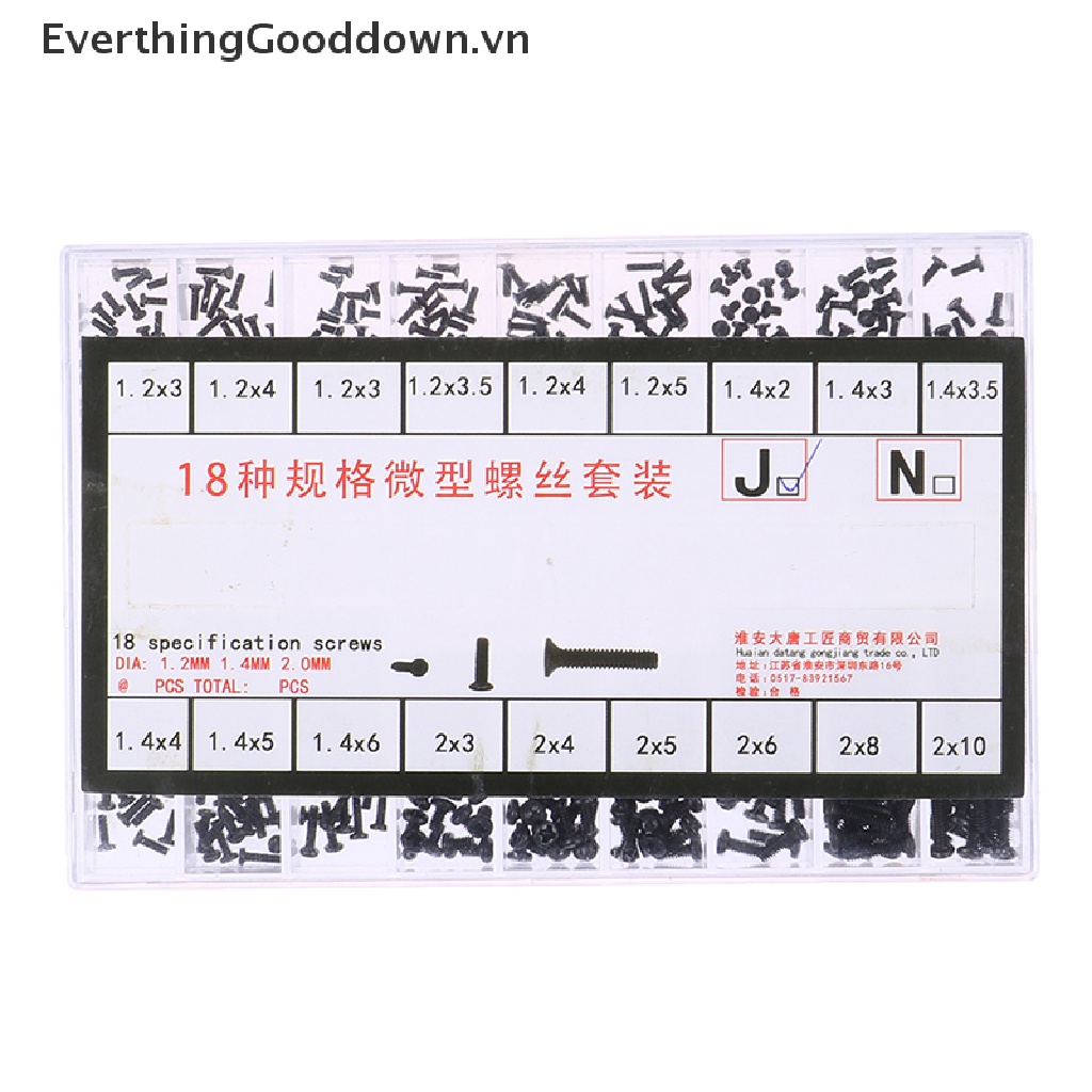 Hộp 500 Đinh Vít 18 Loại Mini Dùng Sửa Chữa Laptop Máy Tính DIY