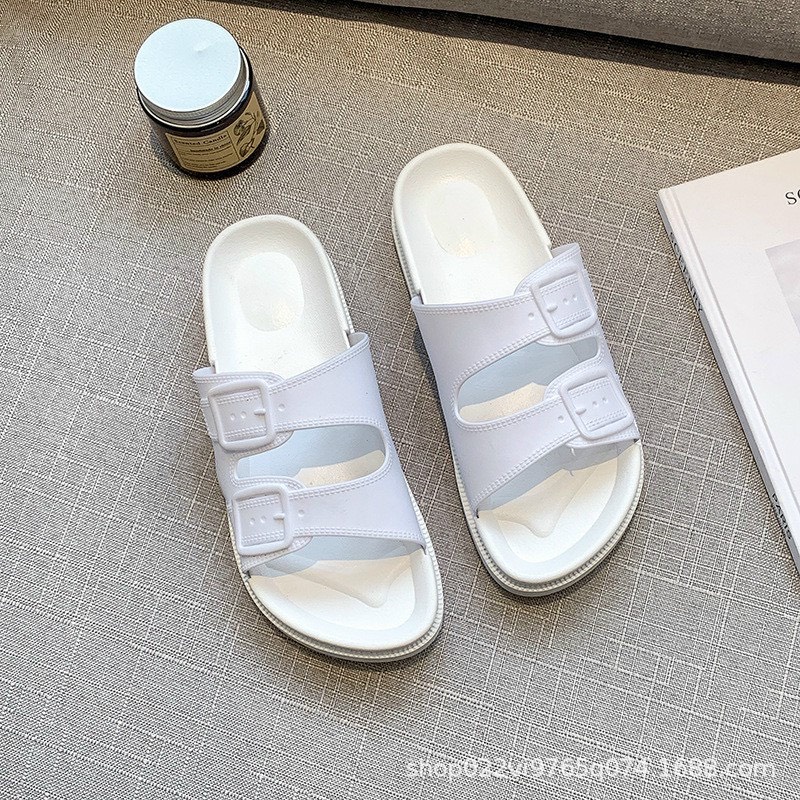 Dép  nhựa 2 QUAI NỮ KHUY CÀI XINH XẮN- 5 màu đen xanh trắng hồng kem - XĐ03