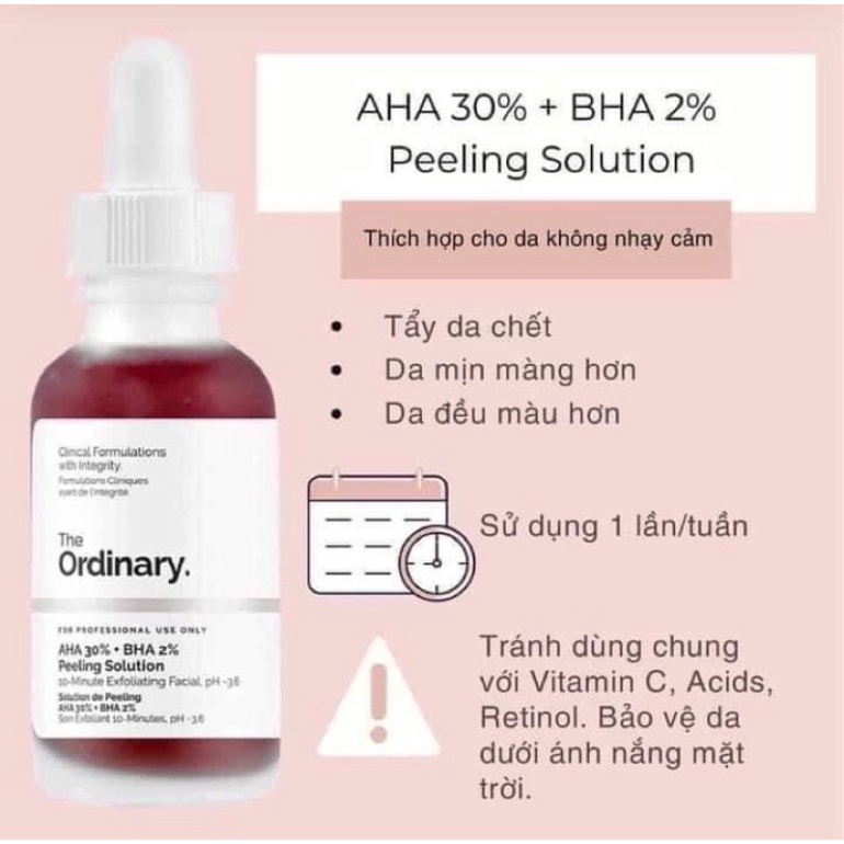 [USA] 🦋Tẩy Tế Bào Chết Mặt The Ordinary AHA 30% + BHA 2% Peeling Solution 30ml