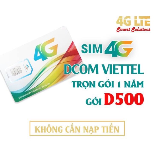 Sim 4g viettel trọn gói 1 năm gói d500 có 4gb/ tháng