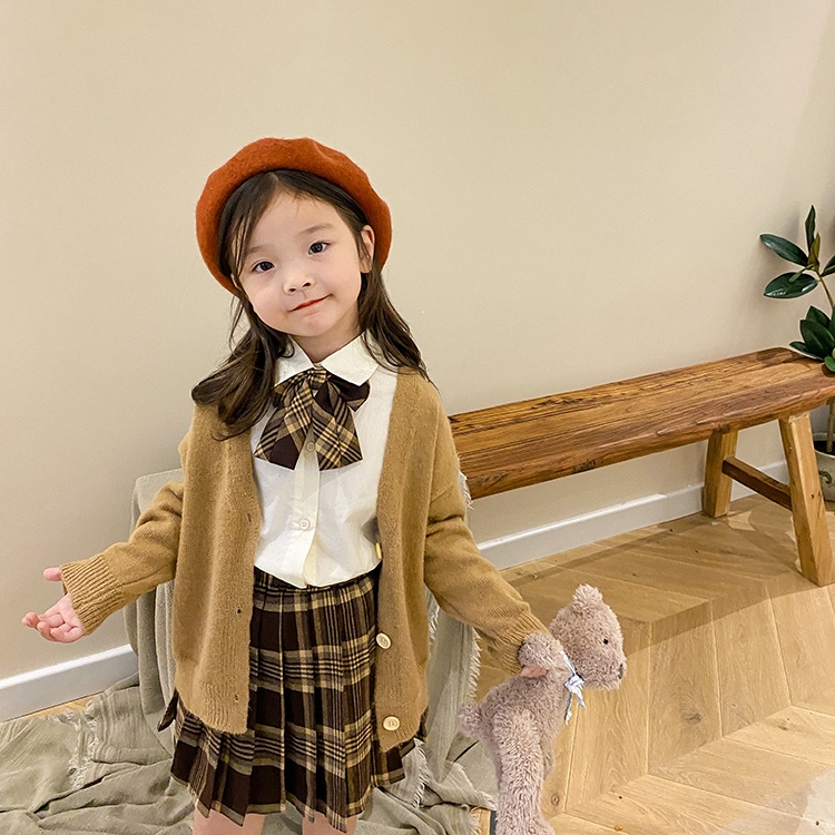 Áo khoác cardigan chất liệu dày dặn phong cách Hàn Quốc thời trang xuân thu cho bé gái