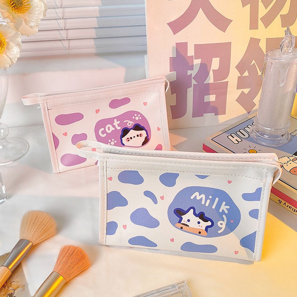 Túi đựng bút đa năng sức chứa lớn chống thấm nước in họa tiết bò sữa hoạt hình dễ thương