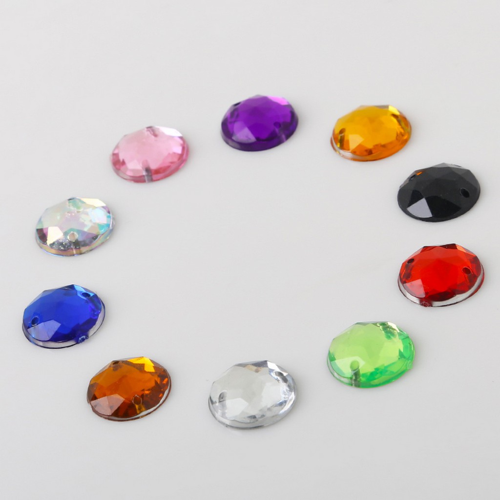 Chuỗi Hạt Pha Lê Hai Lỗ Bằng Acrylic 10 / 12mm Dùng Làm Trang Sức DIY