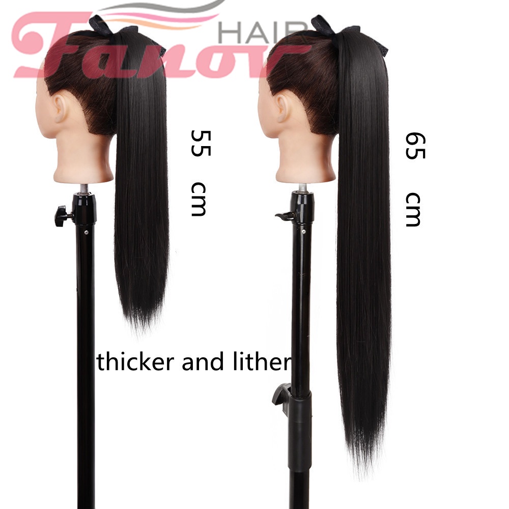 Tép Tóc Giả Thẳng Dài Bằng Sợi Tổng Hợp Màu Đen Tự Nhiên Cho Nữ