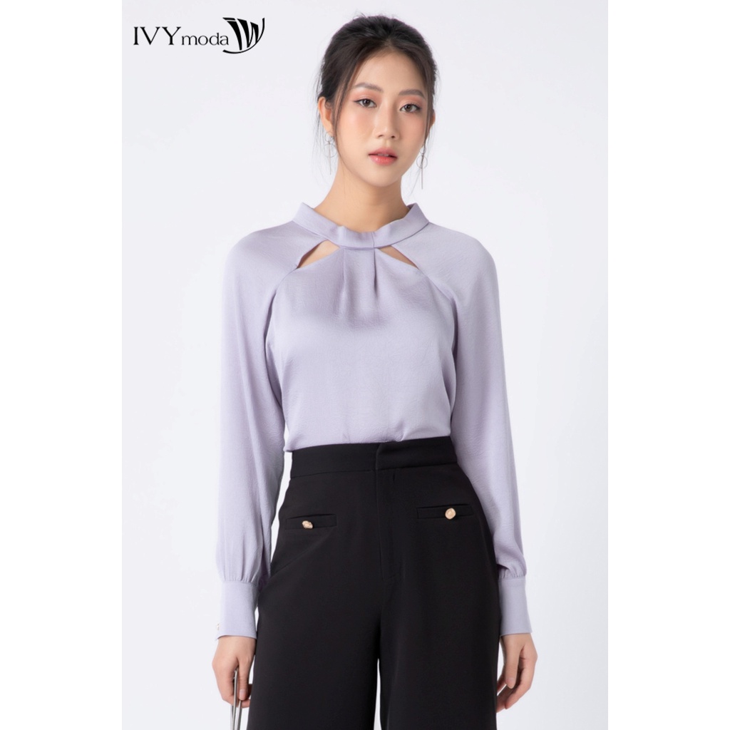 Áo sơ mi nữ cổ cutout IVY moda MS 17M6908