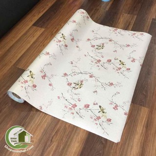 Giấy dán tường hoa đào màu hồng, [ 50cm x hổ 1,2m ] có sẵn keo