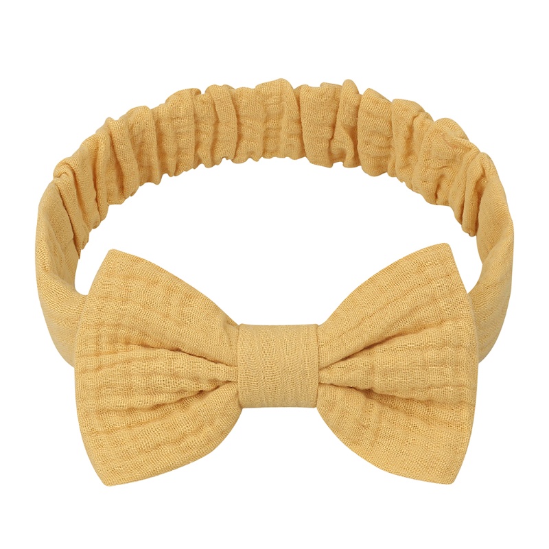 Băng Đô Cài Tóc Vải Cotton Mềm Co Giãn Thắt Nơ Handmade Màu Trơn Kiểu Công Chúa