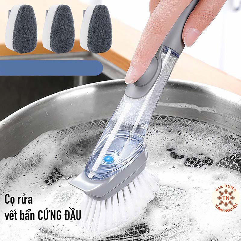 Cọ Chà Rửa Chén Thần Kỳ Kitchen Tools Clean Up Kèm 1 Đầu Mút Mềm [CHỔI CỌ RỬA CHÉN]