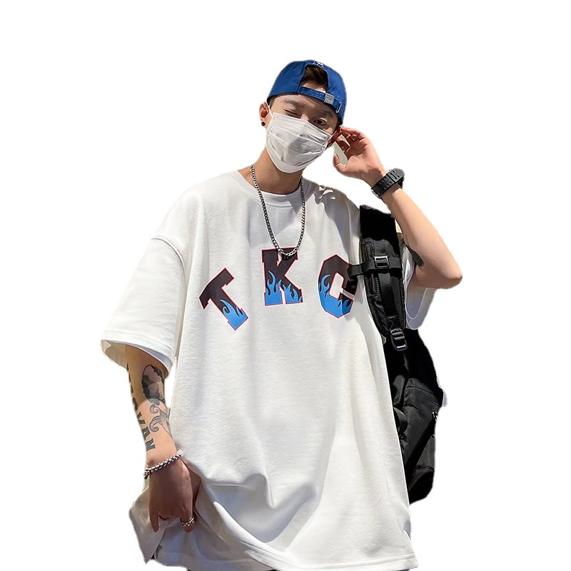 Áo Thun Tay Ngắn Dáng Rộng In Chữ Phong Cách Hip Hop Hàn Quốc Thời Trang Mùa Hè Cho Nam Size M-8XL
