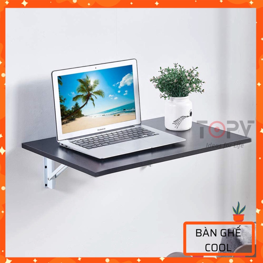 Bàn treo tường gấp gọn gỗ thông minh TopV xếp mini gắn tường làm việc bàn học laptop giá rẻ màu trắng Bàn ghế cool