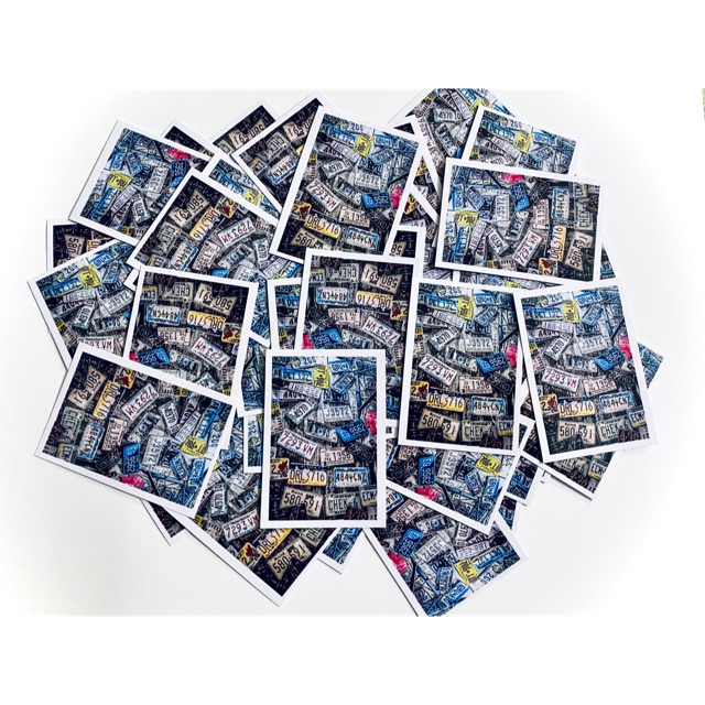 Sticker biển xe cổ vintage dán trang trí laptop điện thoại vali mũ bảo hiểm xe máy