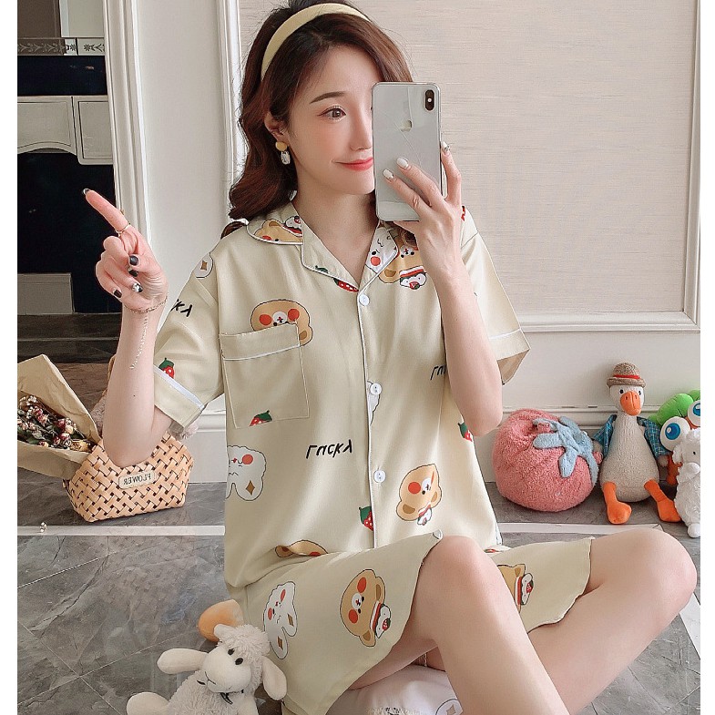 Đầm Ngủ Vải Lanh Lụa Dễ Thương ❄ Váy Ngủ Lụa 100D Mặc Nhà ❄IVY140