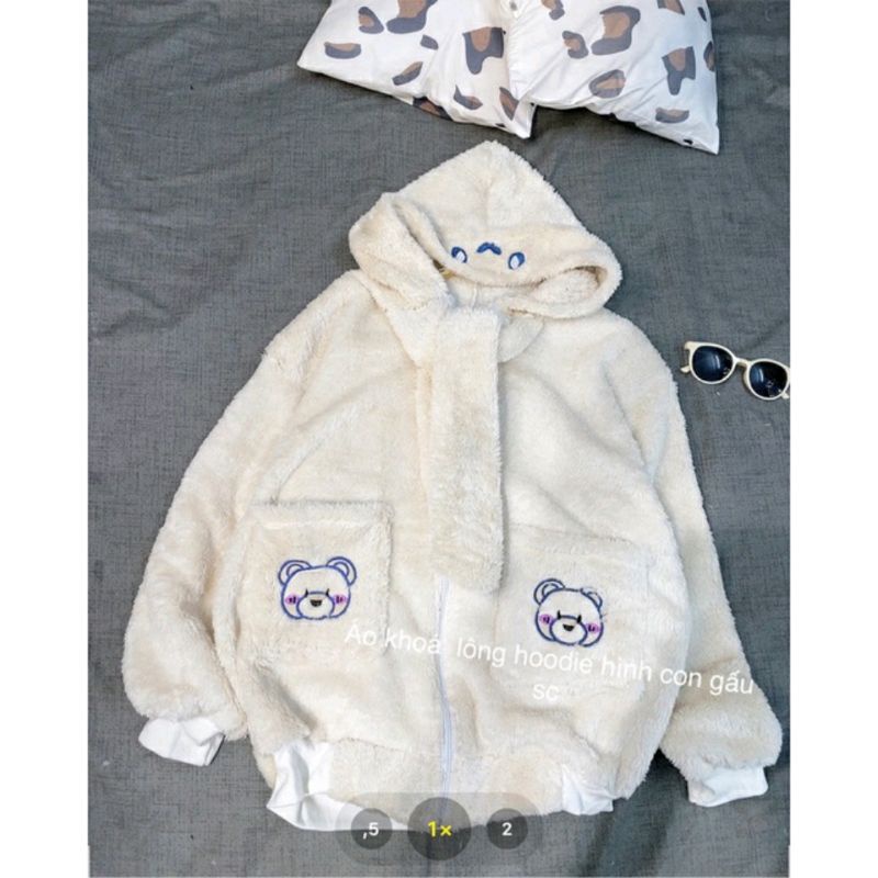 [Rẻ vô địch] Áo khoác lông gấu thêu cute 2 màu (Kèm video ảnh thật) | BigBuy360 - bigbuy360.vn
