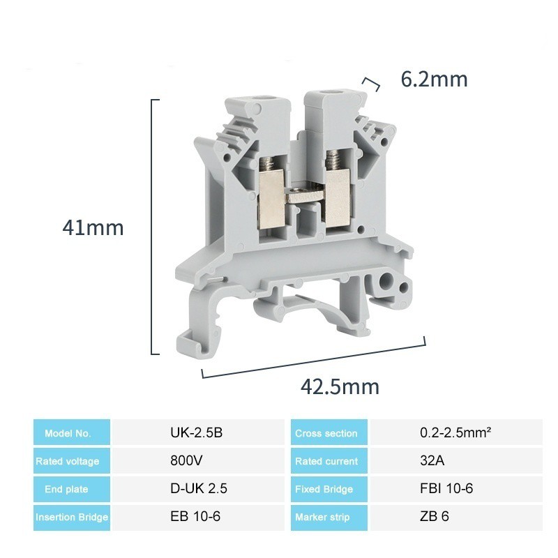 Set 10 Khối Đấu Nối Dây Điện Đầu Cuối UK 2.5B