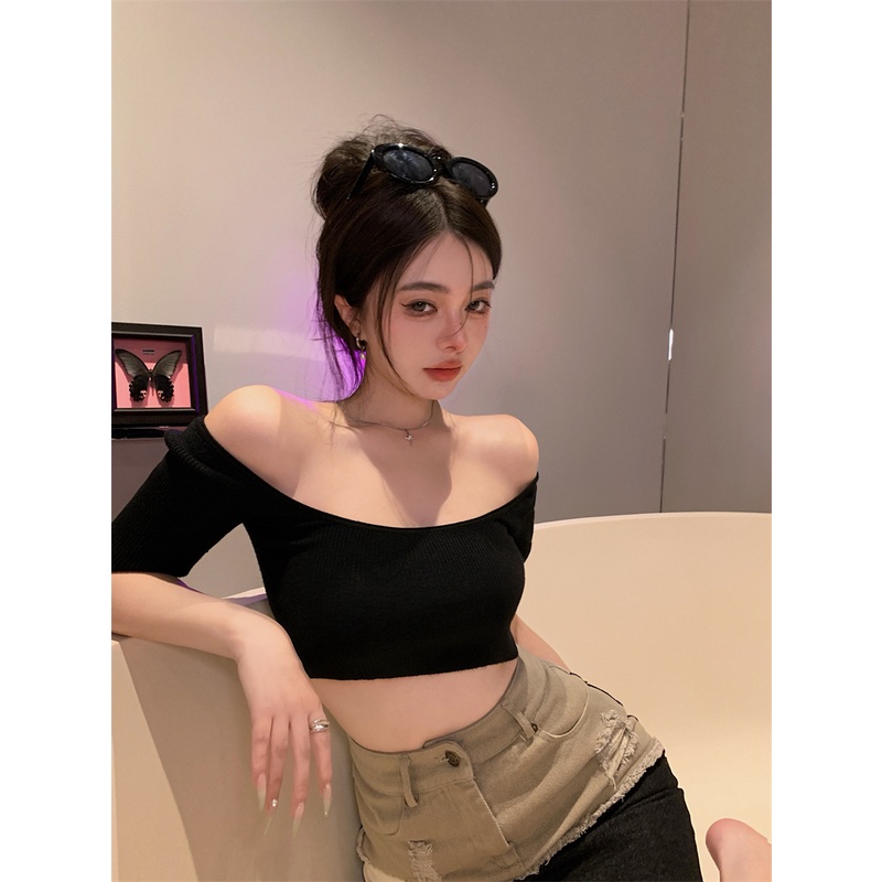 Áo Thun Ngắn Tay Cổ Vuông Thời Trang Hàn Quốc Cho Nữ