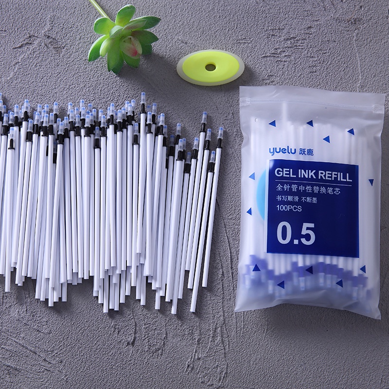 Set 100 Ruột Bút Bi Màu Xanh/Đen Ngòi 0.5mm Thay Thế Tiện Dụng