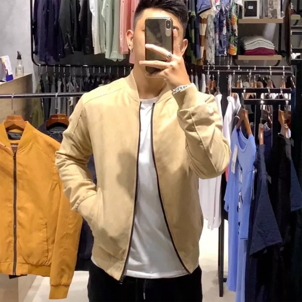 [FREESHIP HOÀN XU Áo khoác - Áo da lộn cổ bomber lót gió - Kiểu dáng trẻ trung, formđẹp,áo khoác hot trend giới trẻ