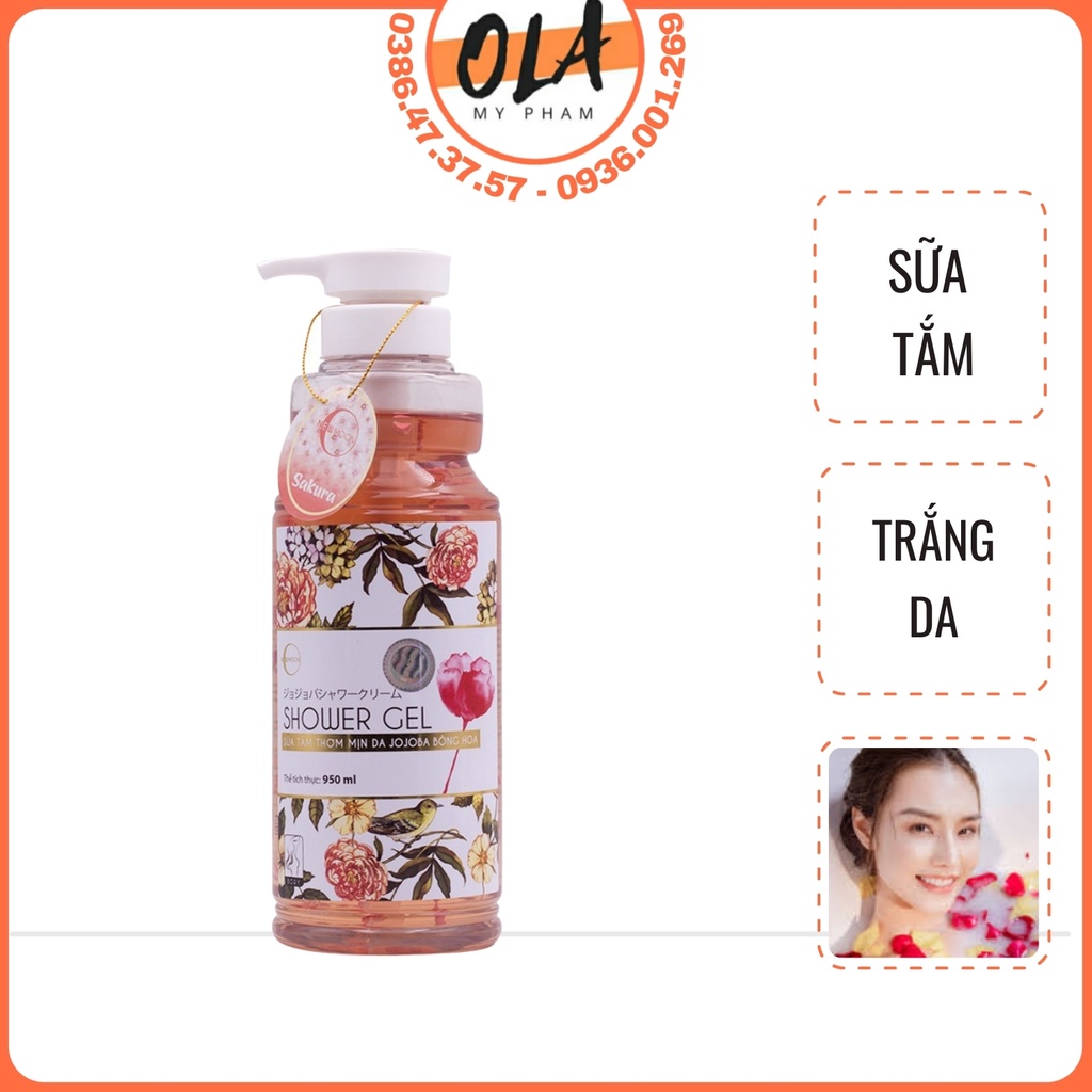 Sữa Tắm Jojoba Sakura Trắng Da Mịn Màng Hương Nước Hoa 950ml - mỹ phẩm ola