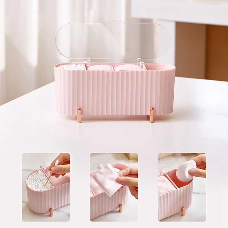 Hộp Đựng Bông Tẩy Trang Bằng Cotton Có Nắp Trong Suốt Tiện Dụng