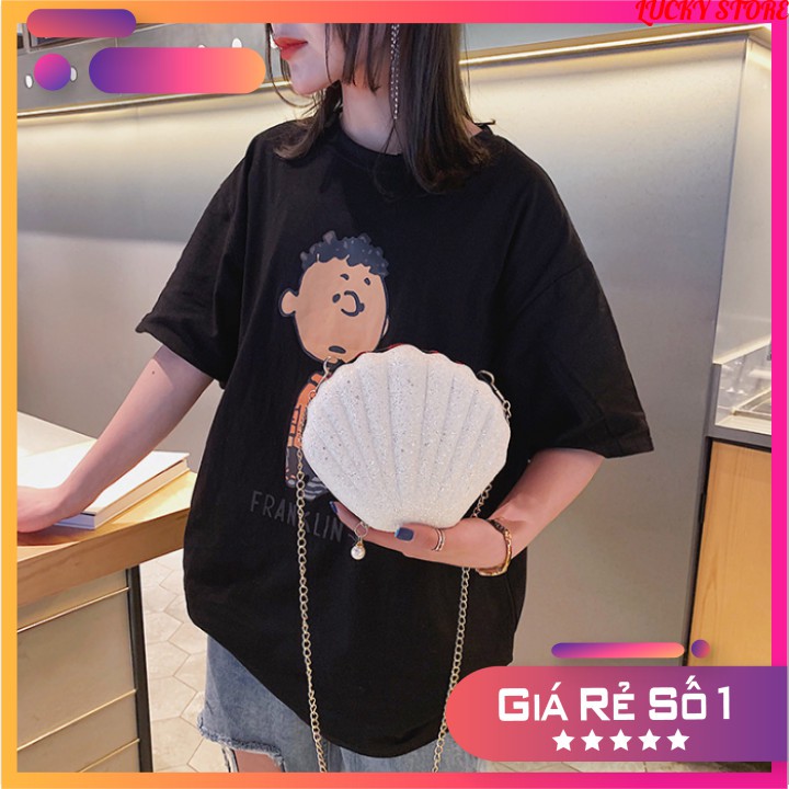 Túi Xách Nữ Đẹp Đeo Chéo Thời Trang Hình Vỏ Sò Đính Kim Tuyến Độc Đáo, Kiêu Sa Cực Hot 2020