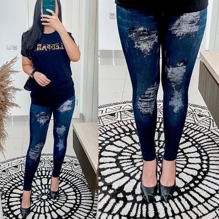 Quần Legging Jean Rách Cá Tính Trẻ Trung Hợp Thời Trang