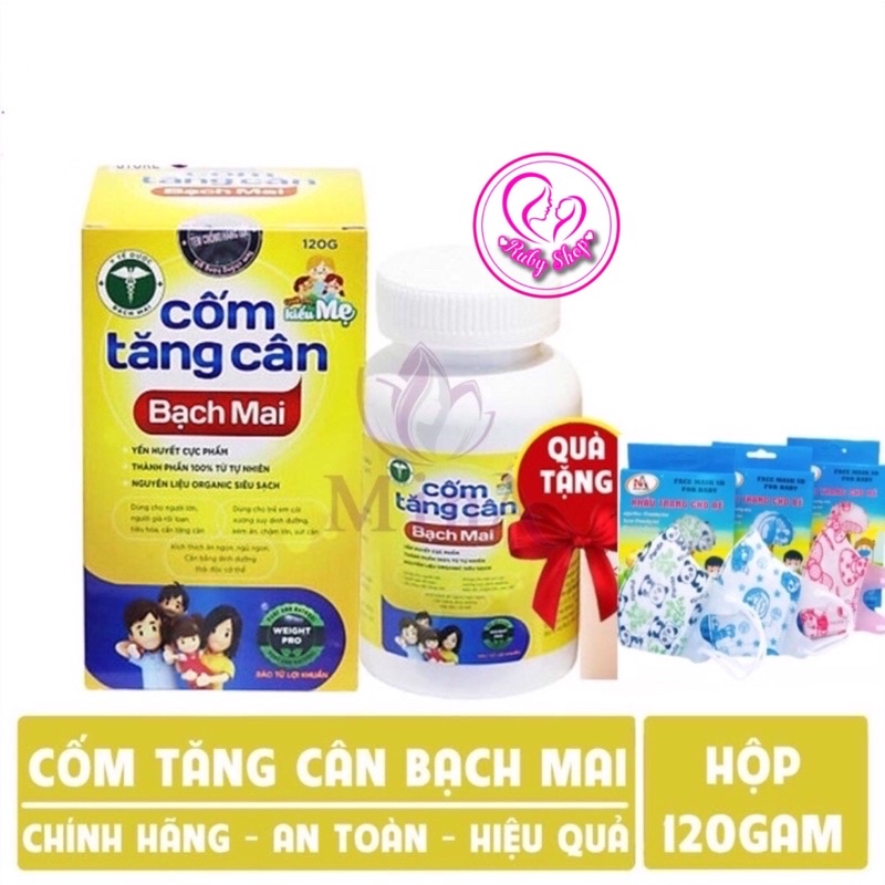 Cốm tăng cân Bạch Mai giúp bé ăn khỏe ngủ ngon tăng cân tốt + tặng khẩu trang bé