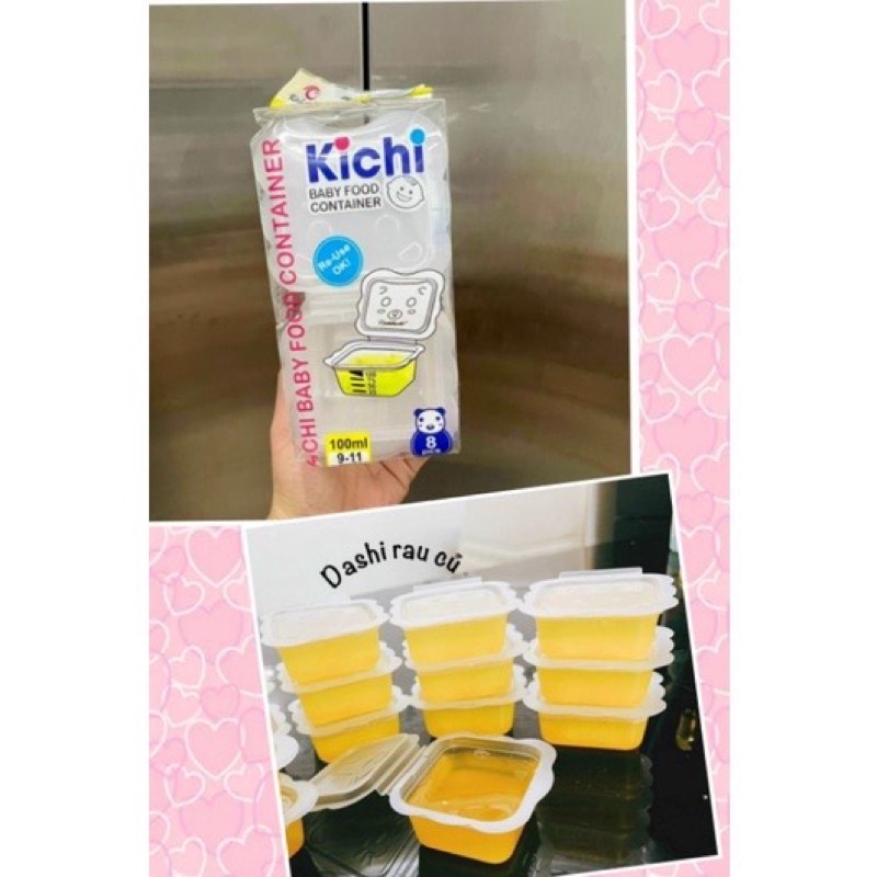 BỘ 8HỘP TRỮ  ĐỒ ĂN RẶM CHO BÉ DUNG TÍCH 100 ML HÀNG CHÍNH HÃNG KICHILACHI