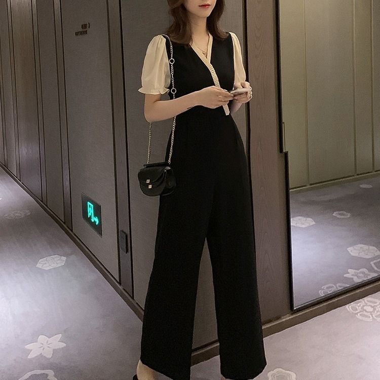 Bộ Áo Quần Ống Rộng Màu Đen Phong Cách Pháp Thời Trang Cho Nữ