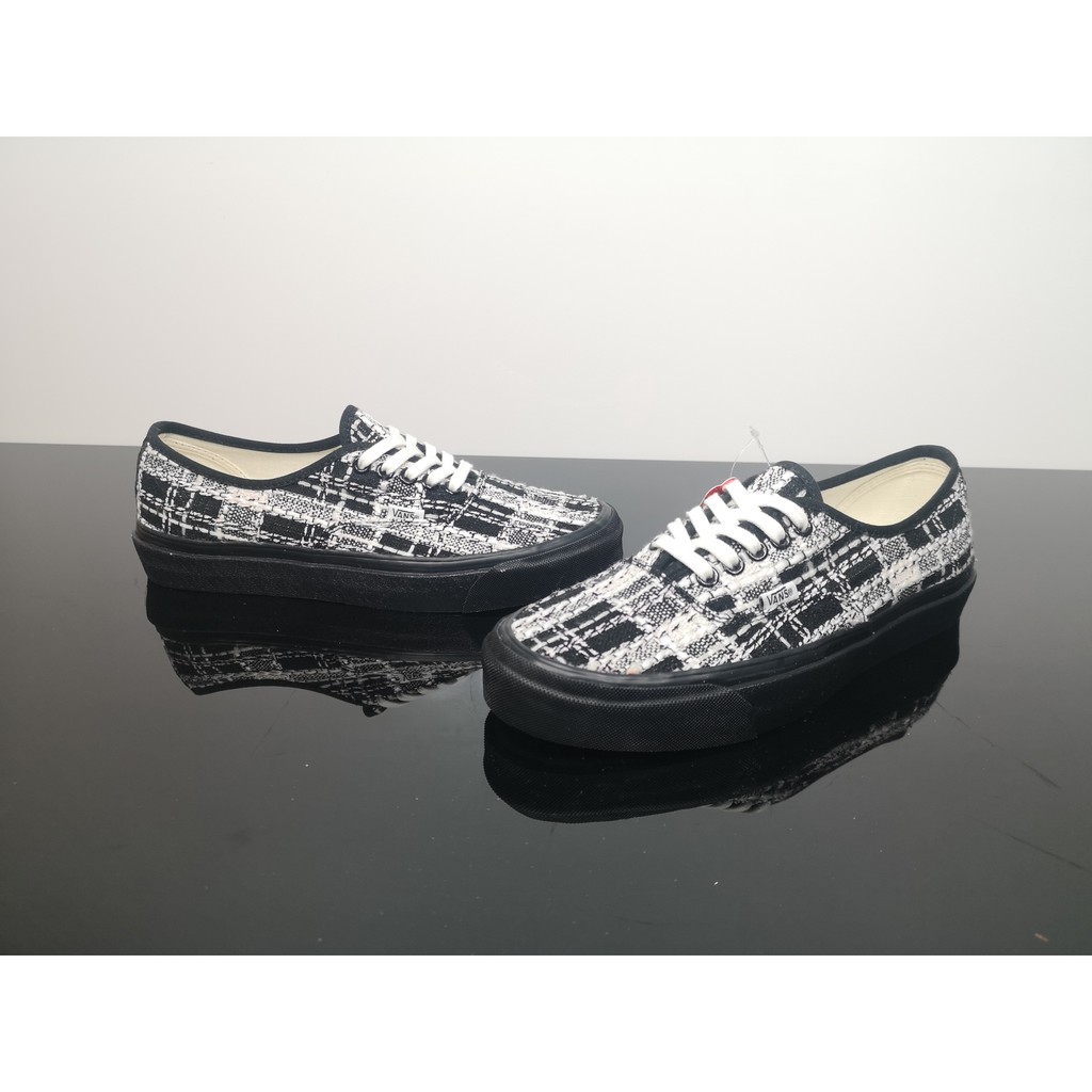 Vans VAULT OG Authentic LX barneys "Tweed" loạt độ phân giải cao 4 lỗ đế thấp bằng vải ren retro-up thường uy tín