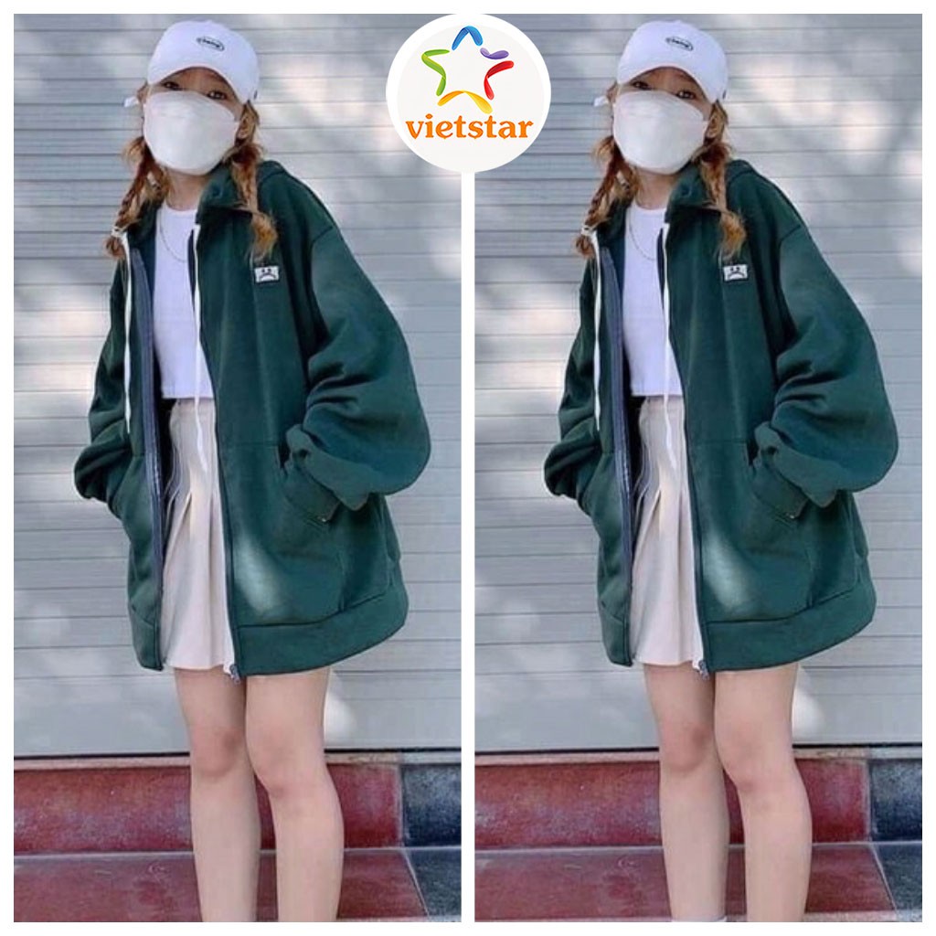 Áo khoác nỉ form rộng LOG SMILE áo hoodie Unisex cá tính_VIETSTAR