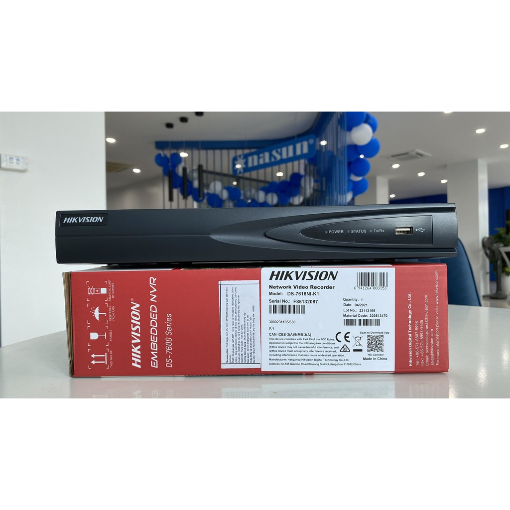 (Cần có thợ lắp đặt) ĐẦU GHI HÌNH NVR CAMERA IP 16 KÊNH HIKVISION DS-7616NI-K1